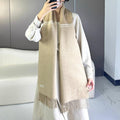 LOEWE ANAGRAM SCARF 182 CM IN SAND BEIGE WOOL AND CASHMERE 408525