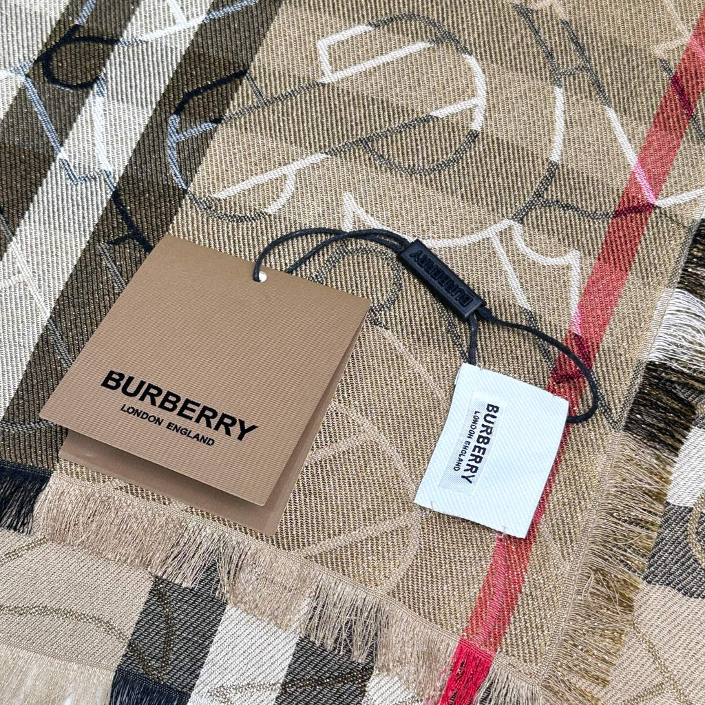 BURBERRY SCARF 220 CM IN MEDIUM BROWN VISCOSE AND MULBERRY SILK 408541