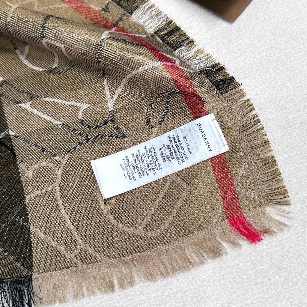 BURBERRY SCARF 220 CM IN MEDIUM BROWN VISCOSE AND MULBERRY SILK 408541