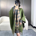 BURBERRY CHECK CAPE IN JADE GREEN WOOL 410153