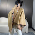 BURBERRY CHECK CAPE IN SAND BROWN WOOL 410154