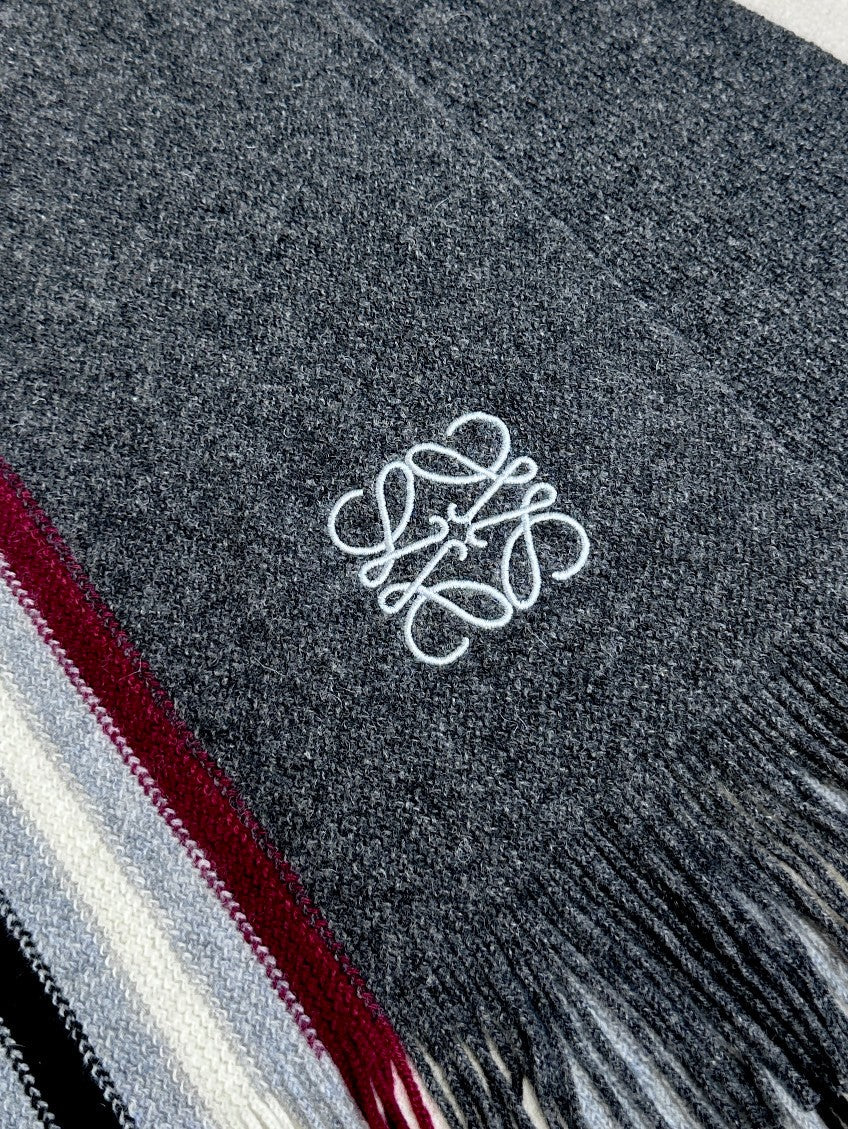 LOEWE SCARF 180 CM IN DARK GRAY CASHMERE 410156