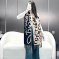 LOEWE ANAGRAM SCARF 180 CM IN BLACK MIX CAMEL BEIGE WOOL AND CASHMERE 410167