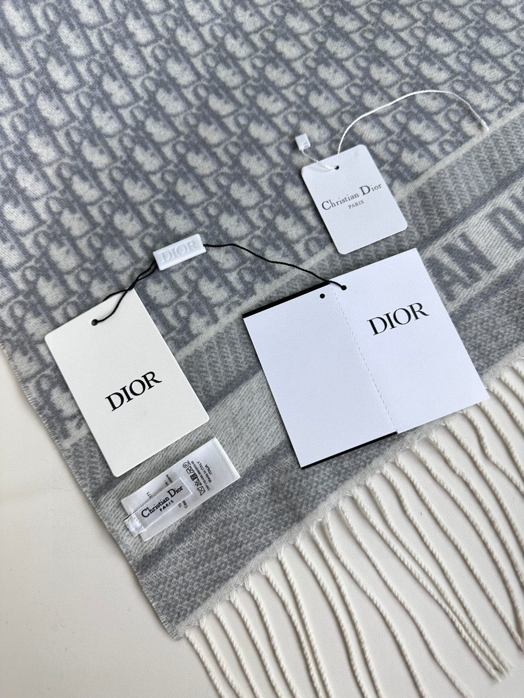 DIOR SCARF IN PALE GRAY MONOGRAM CASHMERE 413720
