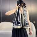 DIOR MONOGRAM SQUARE SCARF 140 CM IN BLACK MIX WHITE  CASHMERE AND SILK 413742