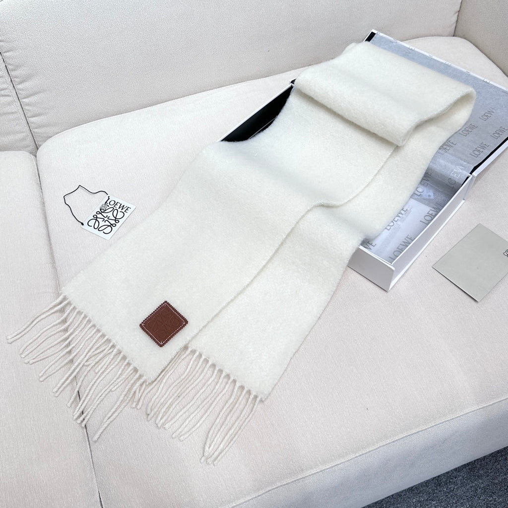 LOEWE SCARF 185 CM IN WHITE MOHAIR AND WOOL 413753