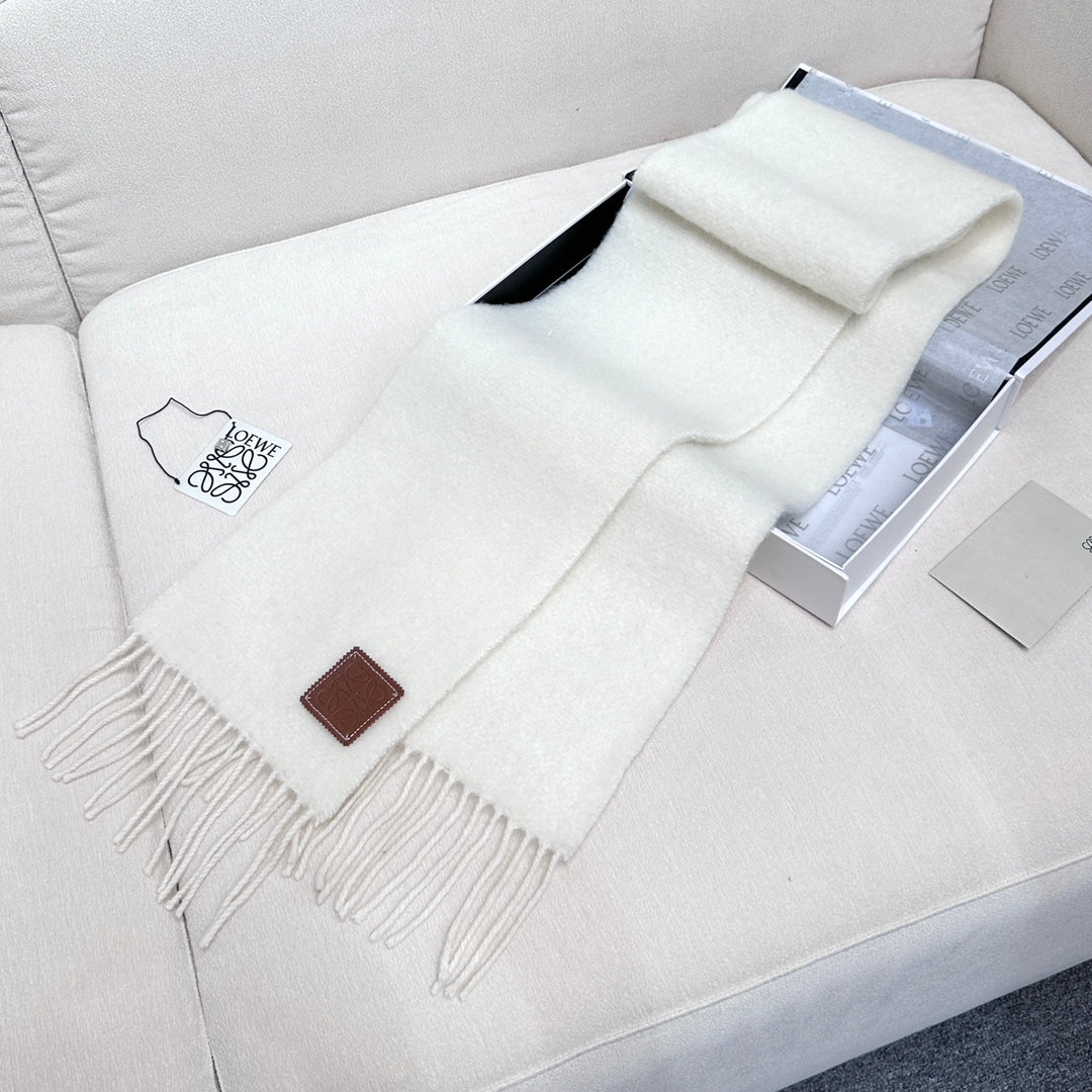 LOEWE SCARF 185 CM IN WHITE MOHAIR AND WOOL 413753