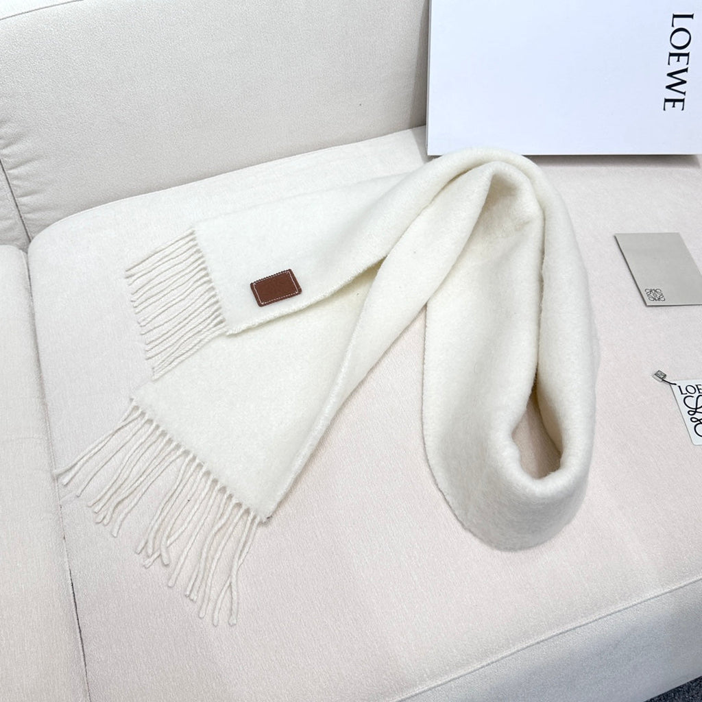 LOEWE SCARF 185 CM IN WHITE MOHAIR AND WOOL 413753
