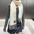 LOEWE SCARF 185 CM IN WHITE MOHAIR AND WOOL 413753