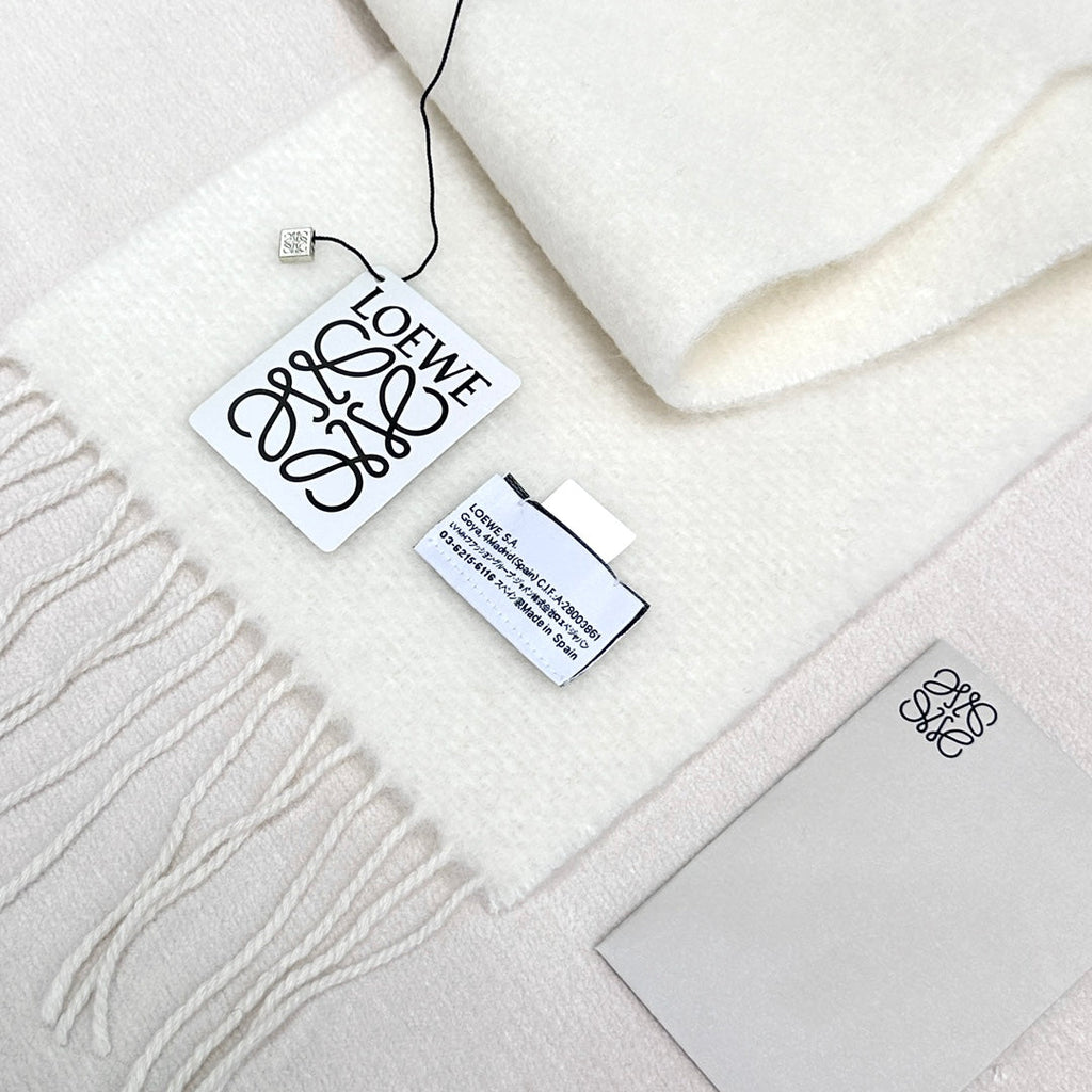 LOEWE SCARF 185 CM IN WHITE MOHAIR AND WOOL 413753