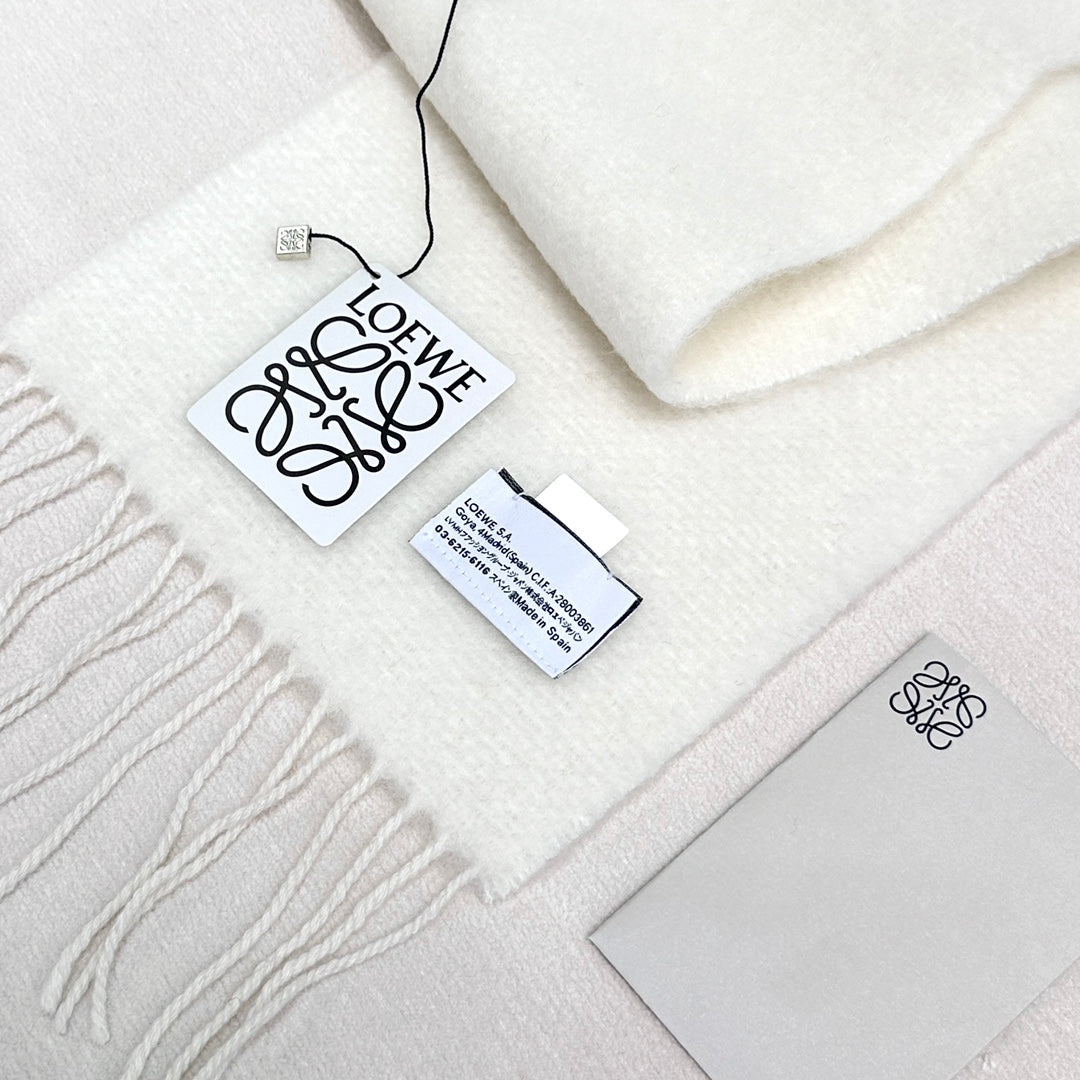 LOEWE SCARF 185 CM IN WHITE MOHAIR AND WOOL 413753