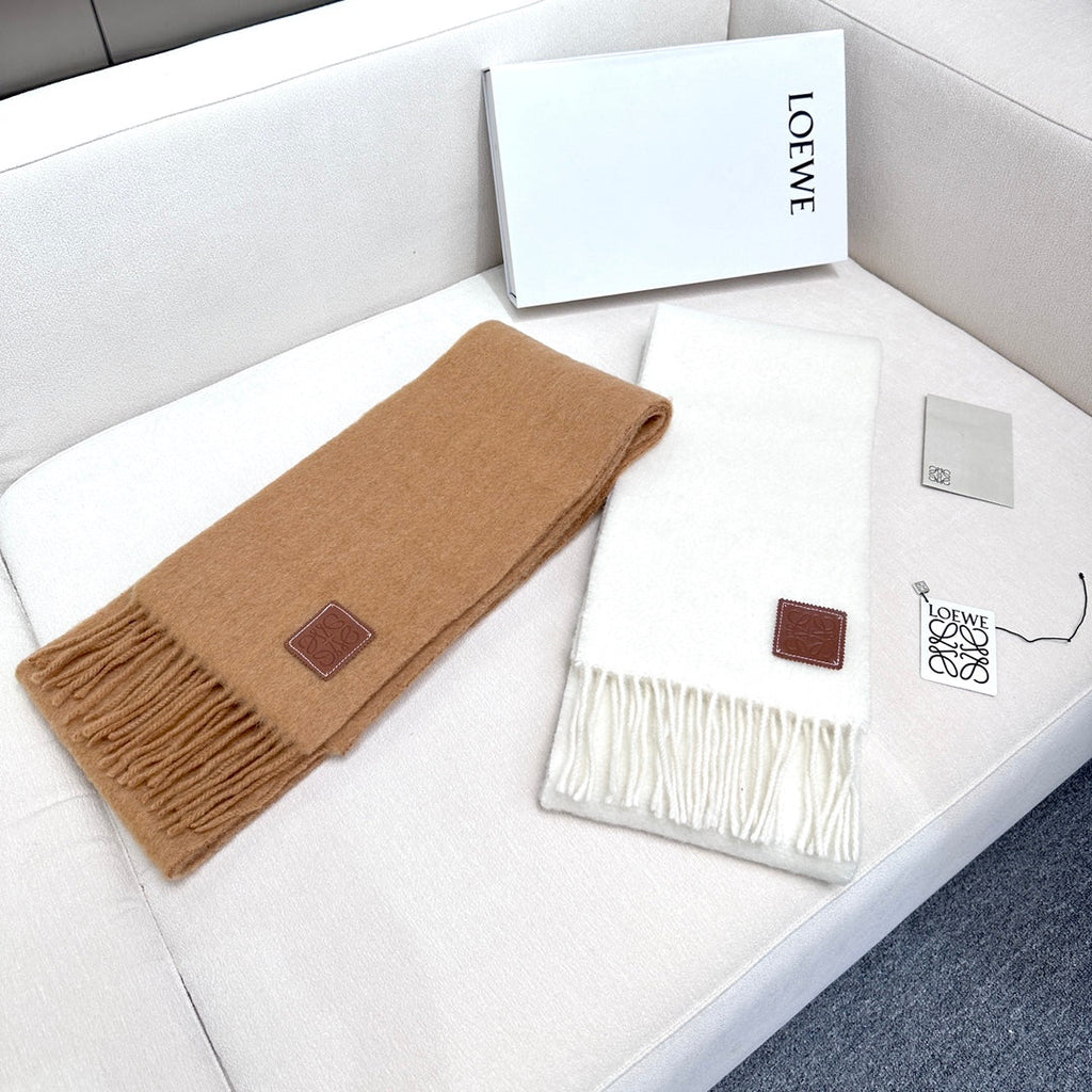 LOEWE SCARF 185 CM IN WHITE MOHAIR AND WOOL 413753