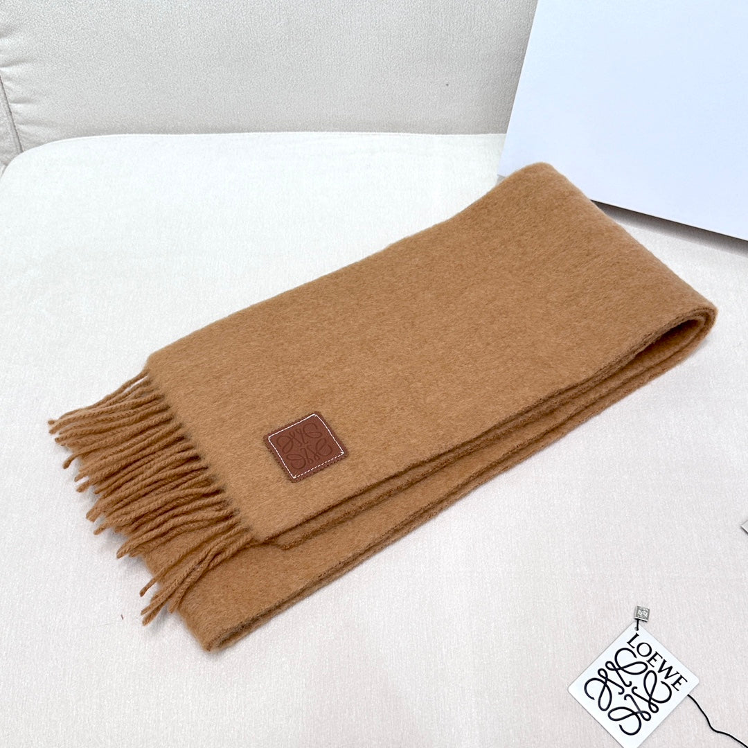 LOEWE SCARF 185 CM IN CAMEL BEIGE MOHAIR AND WOOL 413754