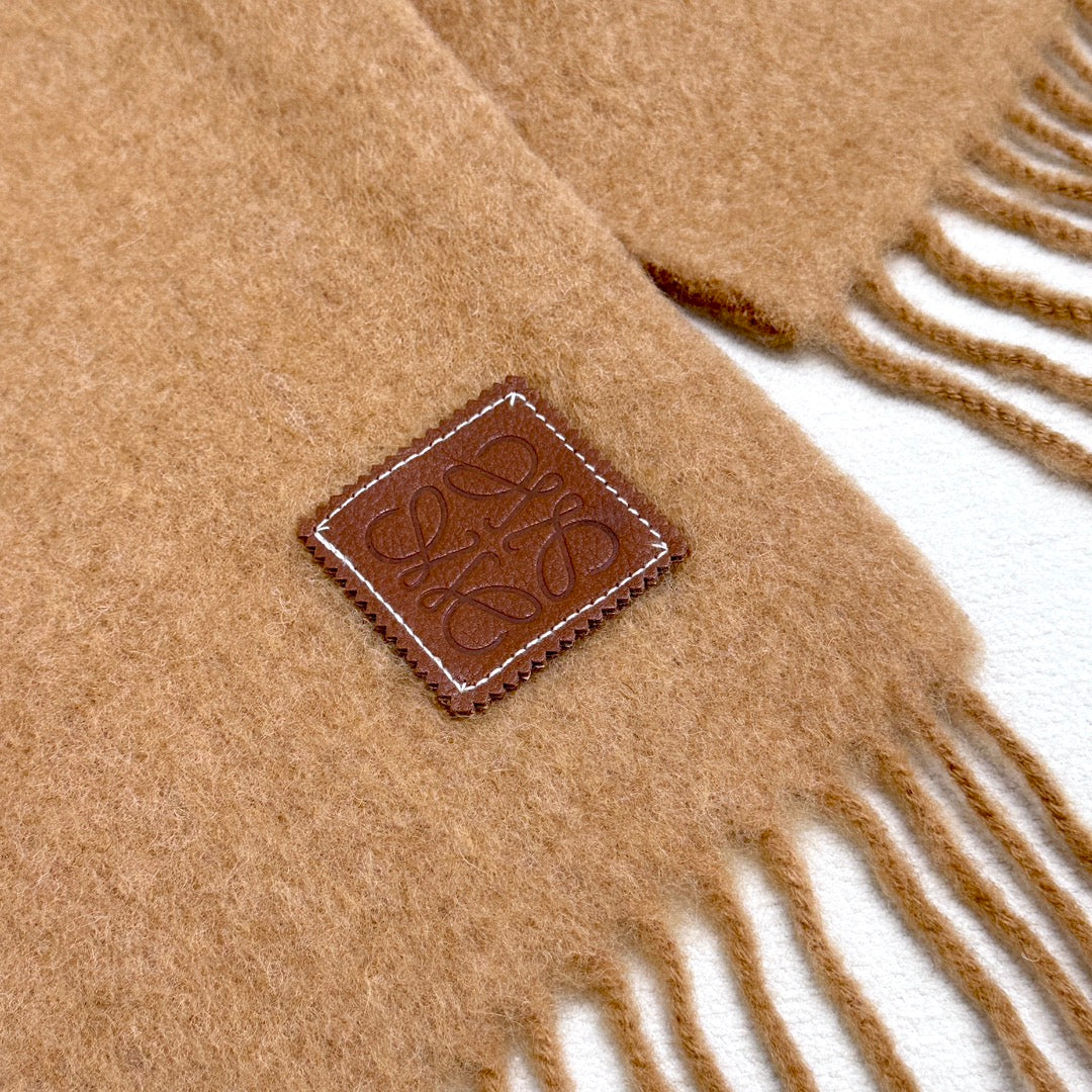 LOEWE SCARF 185 CM IN CAMEL BEIGE MOHAIR AND WOOL 413754