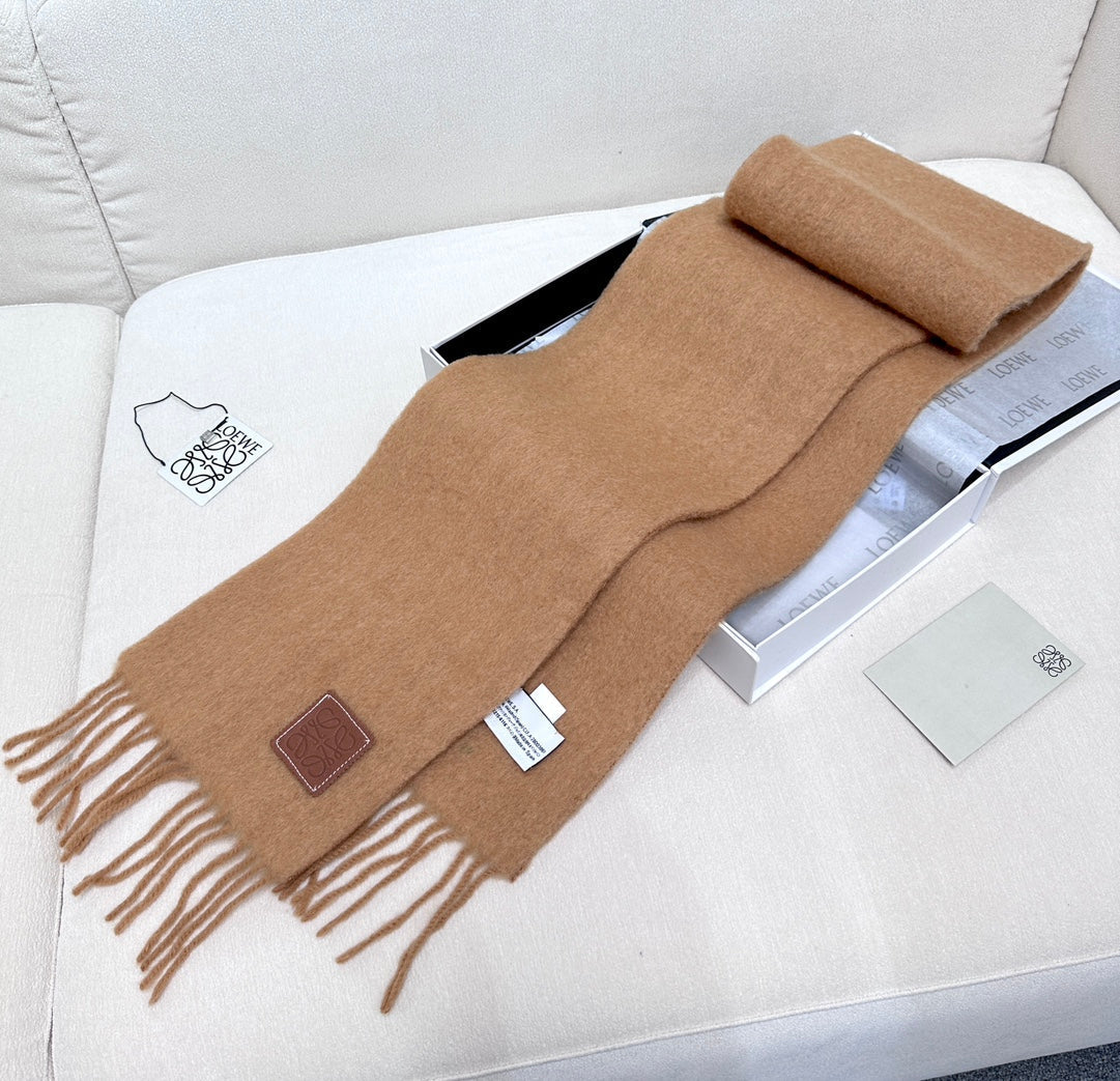 LOEWE SCARF 185 CM IN CAMEL BEIGE MOHAIR AND WOOL 413754