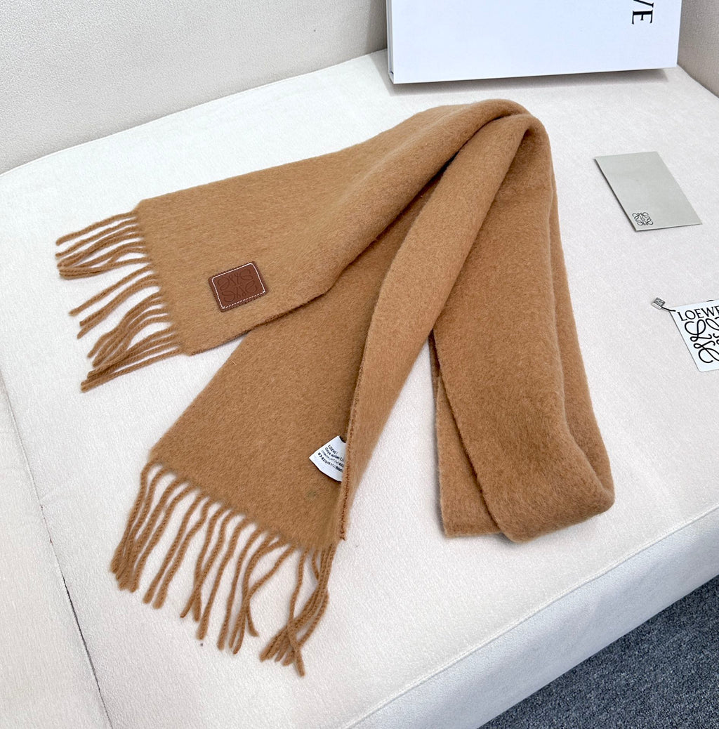 LOEWE SCARF 185 CM IN CAMEL BEIGE MOHAIR AND WOOL 413754
