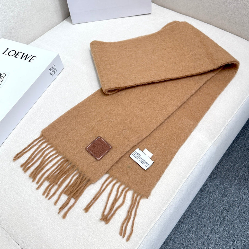 LOEWE SCARF 185 CM IN CAMEL BEIGE MOHAIR AND WOOL 413754
