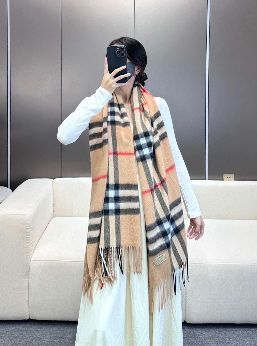BURBERRY BBR SCARF 200 CM IN CASHMERE 481238