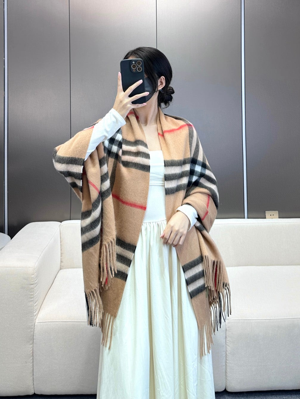 BURBERRY BBR SCARF 200 CM IN CASHMERE 481238