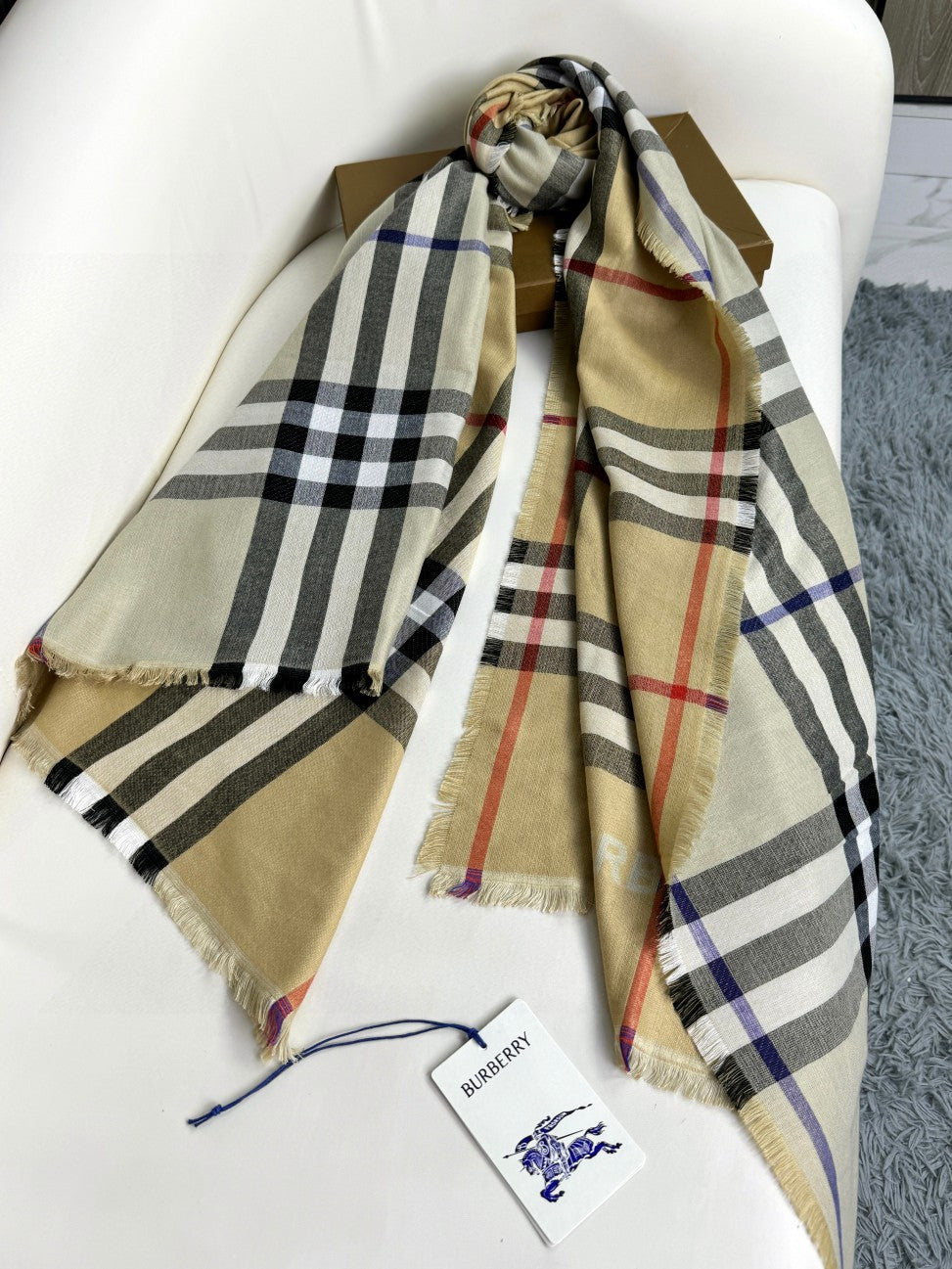 BURBERRY BBR SCARF 220 CM IN SILK CASHMERE 481239