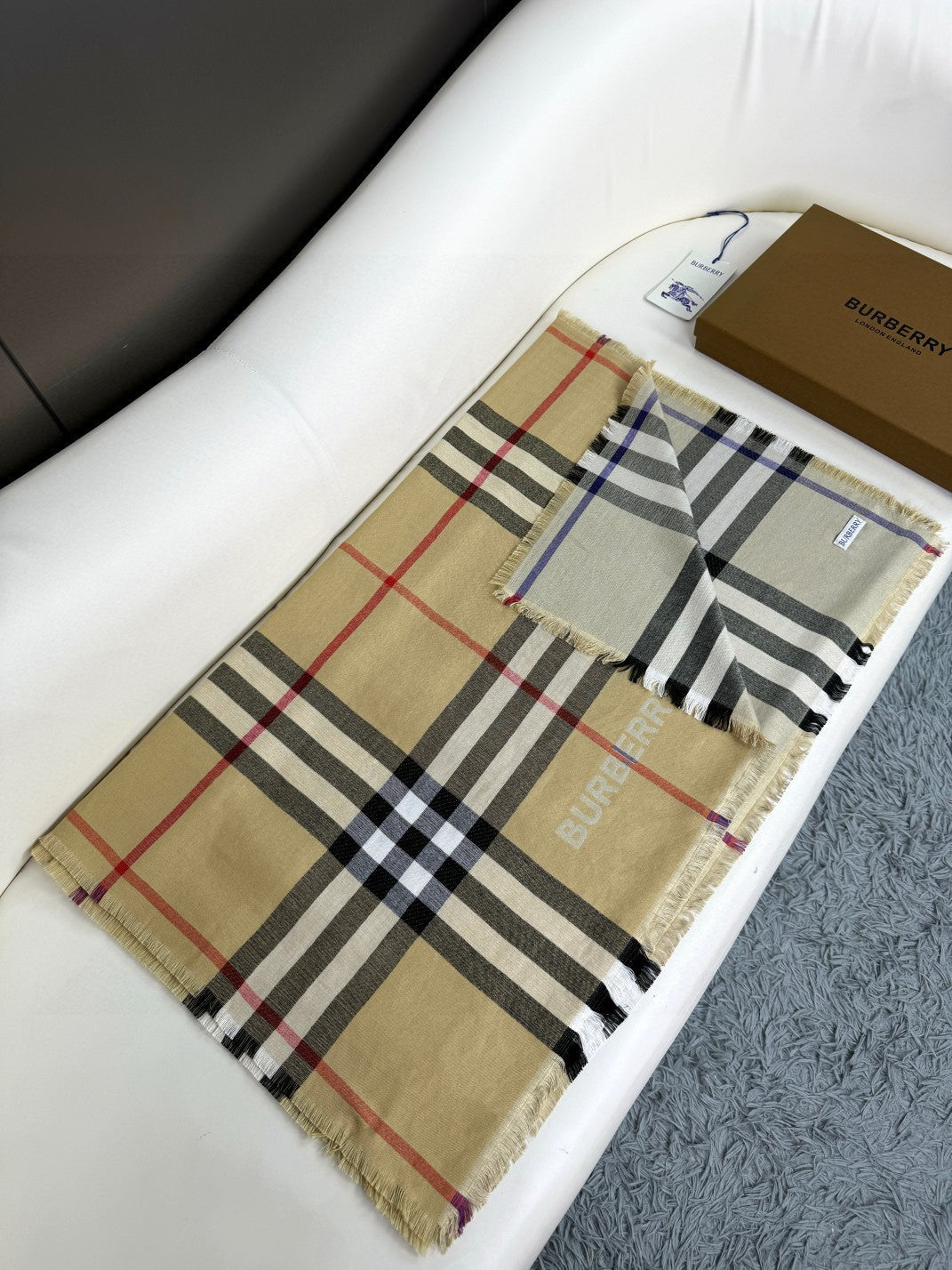 BURBERRY BBR SCARF 220 CM IN SILK CASHMERE 481239