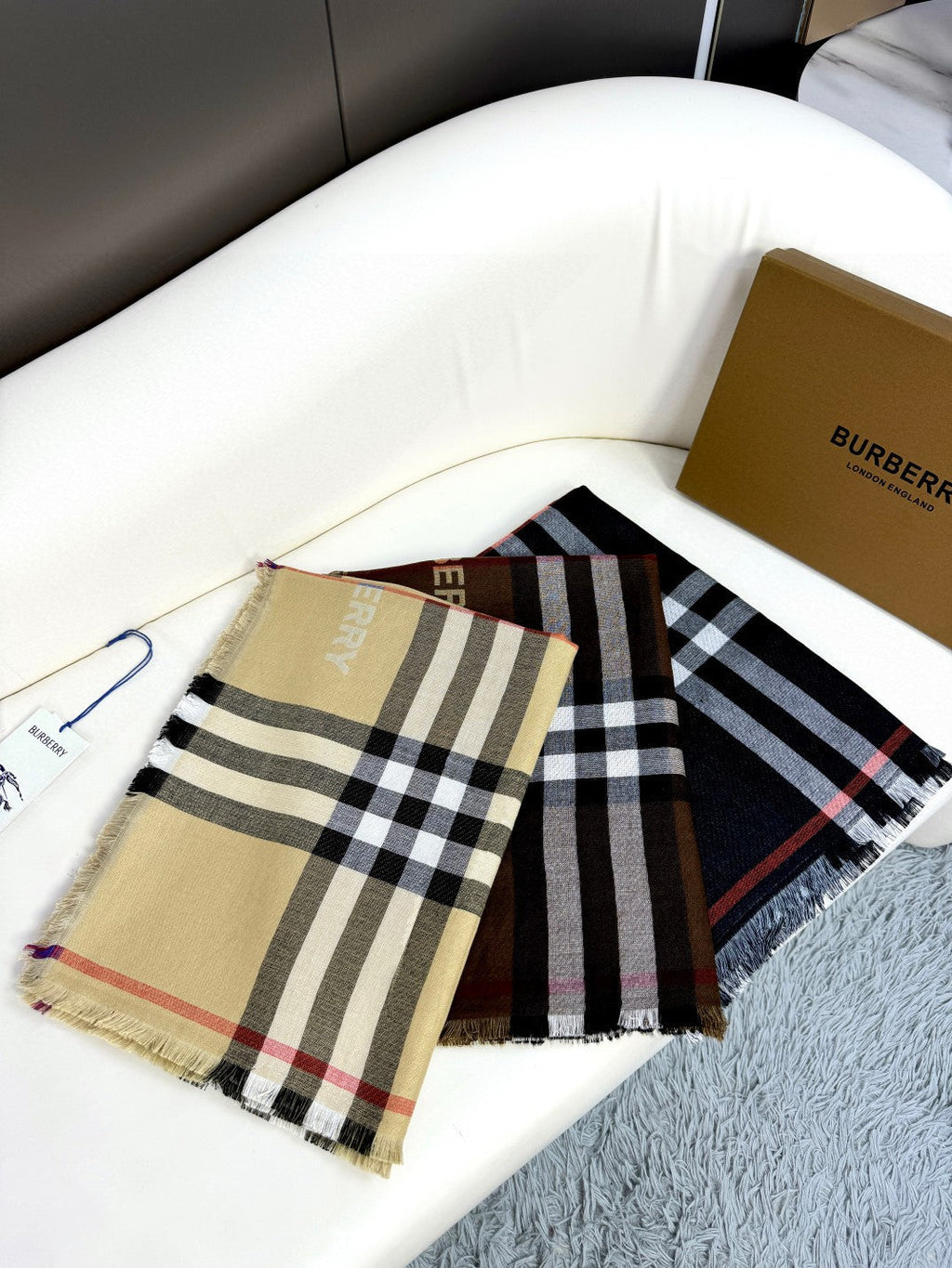 BURBERRY BBR SCARF 220 CM IN SILK CASHMERE 481240