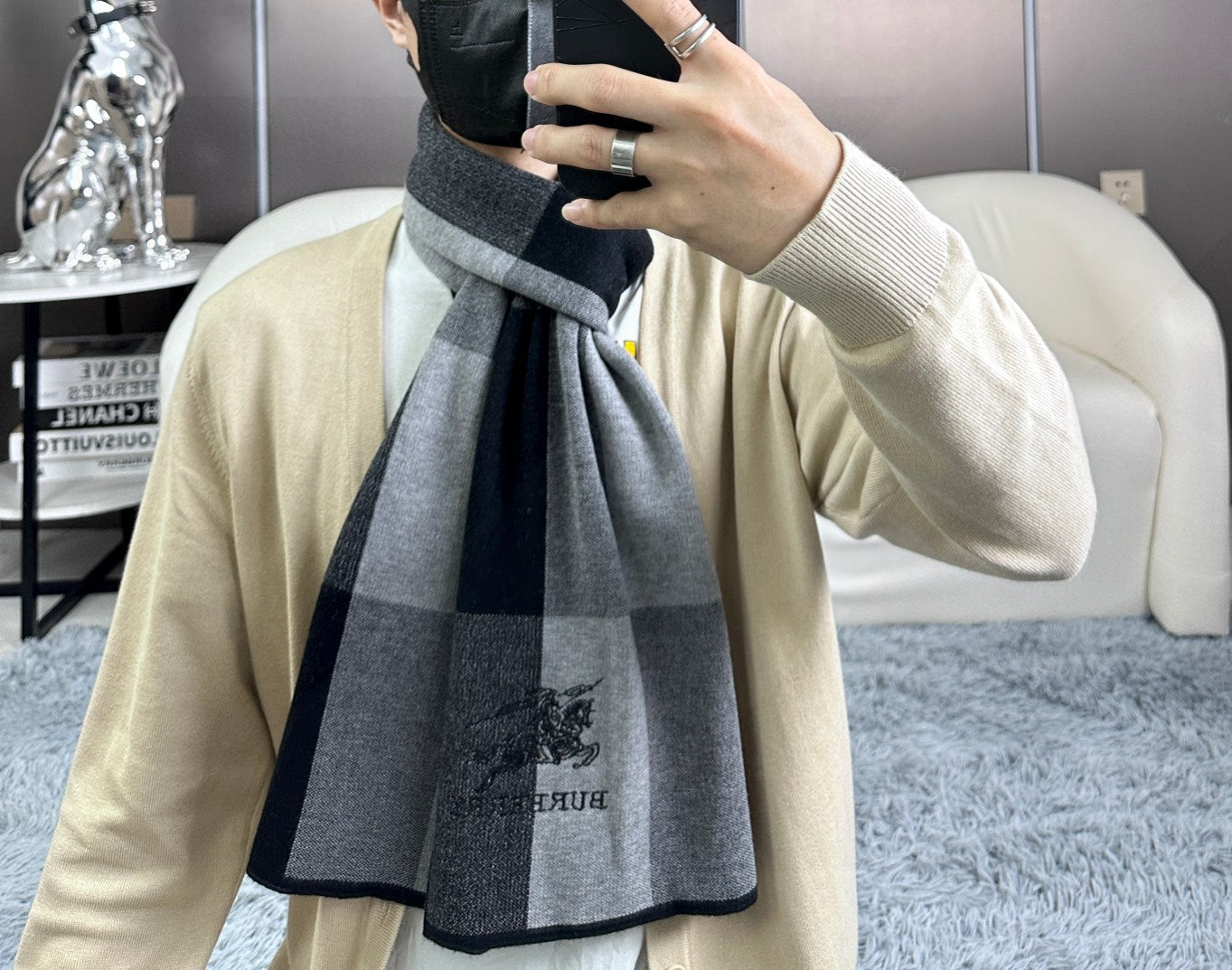 BURBERRY BBR SCARF 180 CM IN CASHMERE 531595