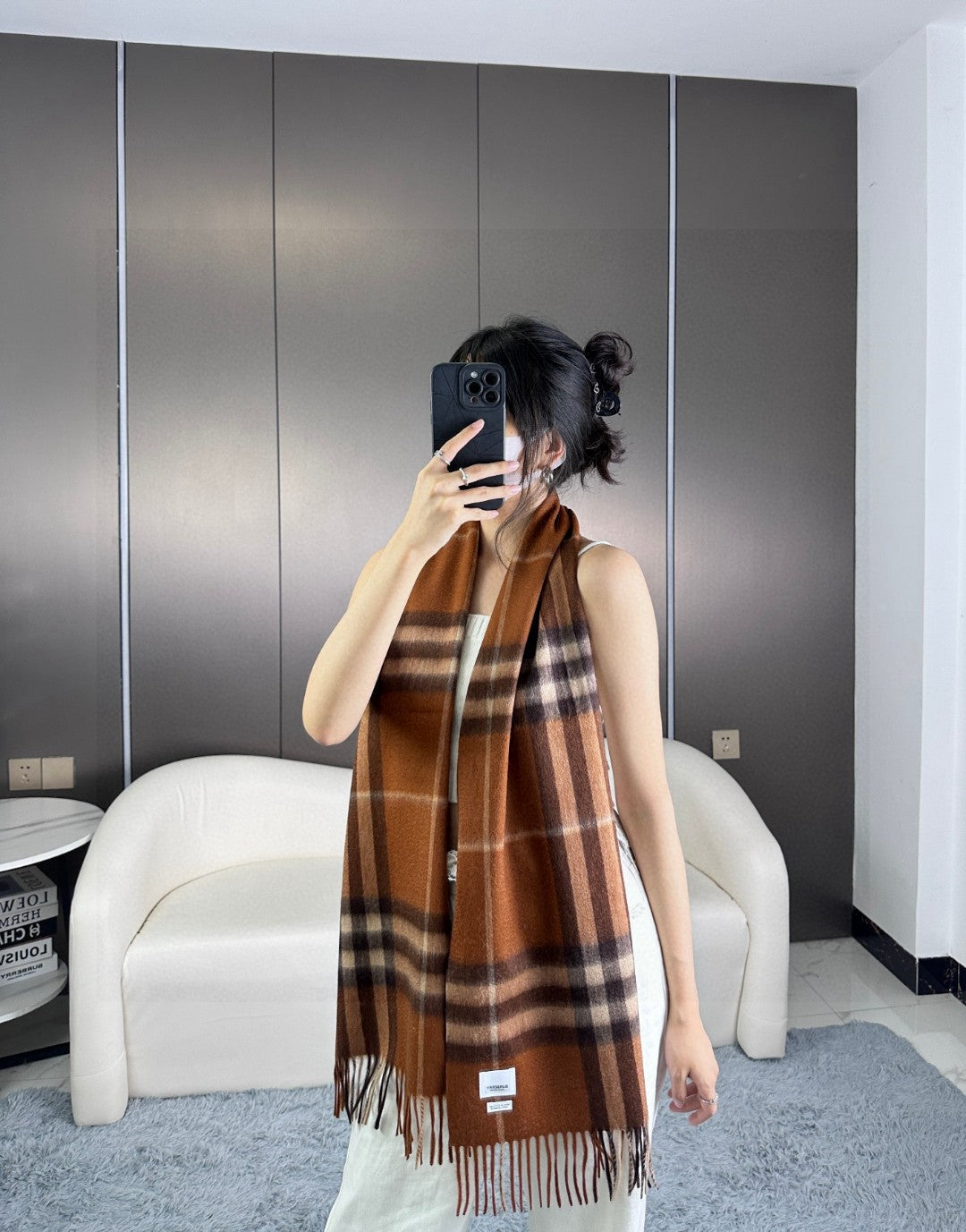 BURBERRY BBR SCARF 180 CM IN CASHMERE 543355