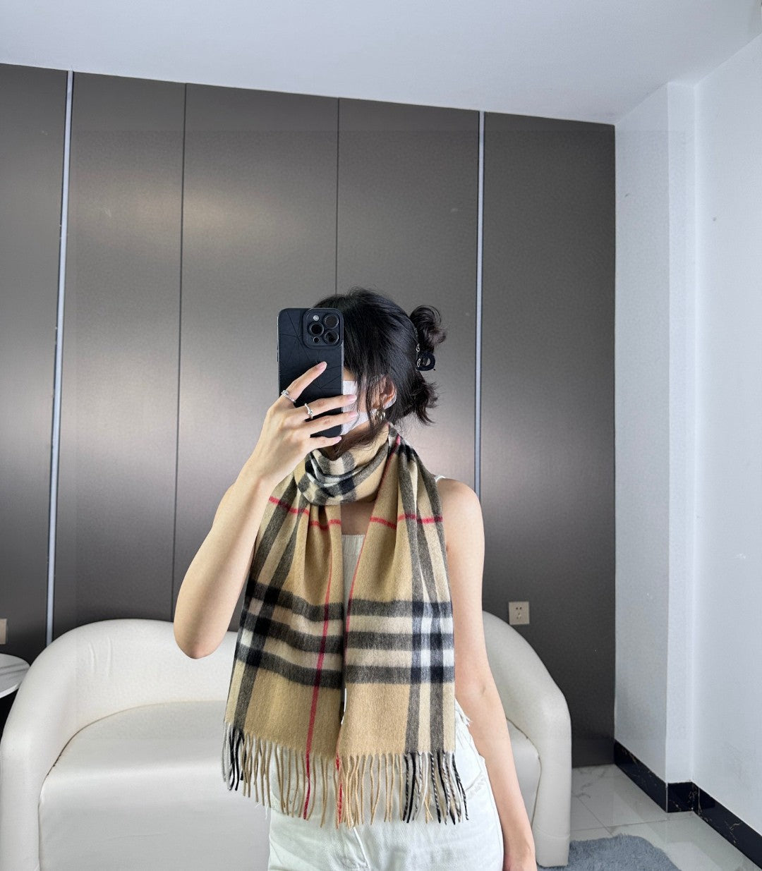 BURBERRY BBR SCARF 180 CM IN CASHMERE 543356