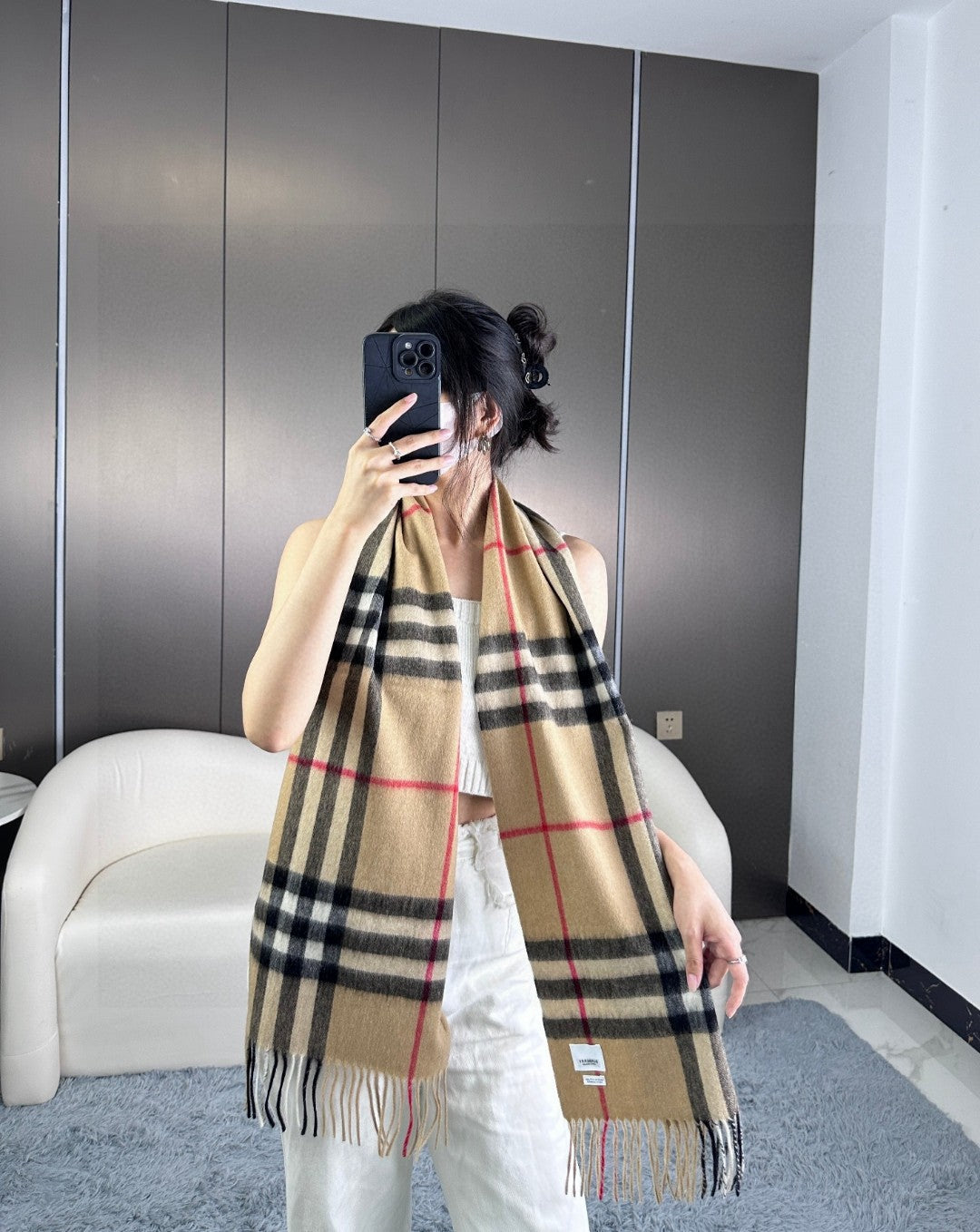 BURBERRY BBR SCARF 180 CM IN CASHMERE 543356