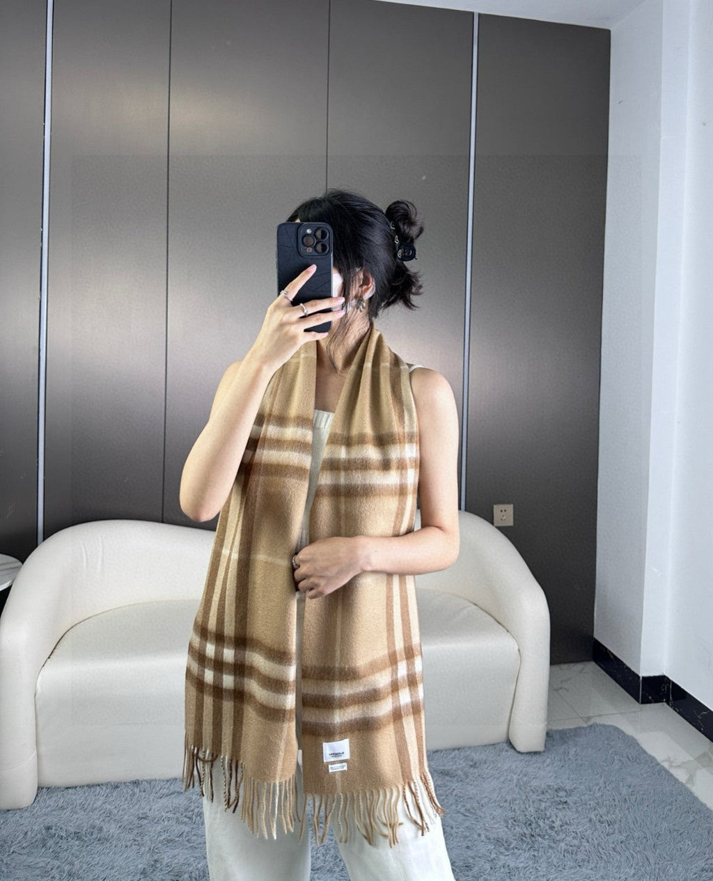 BURBERRY BBR SCARF 180 CM IN CASHMERE 543357