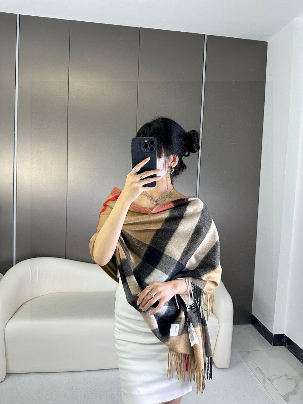 BURBERRY BBR SCARF 200 CM IN CASHMERE 726424