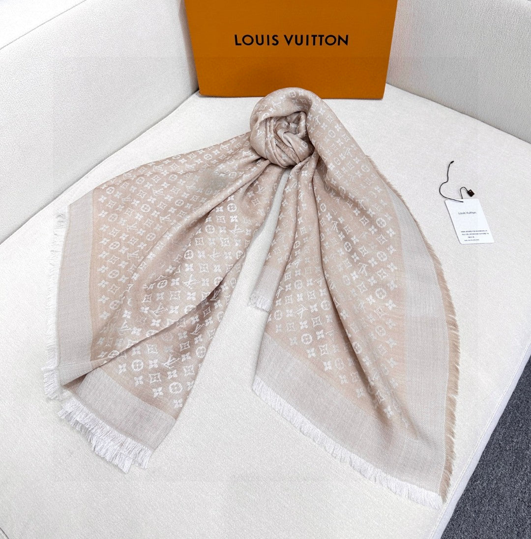 LOUIS VUITTON LV SCARF 120 CM IN WOOL MIX SILK 737297
