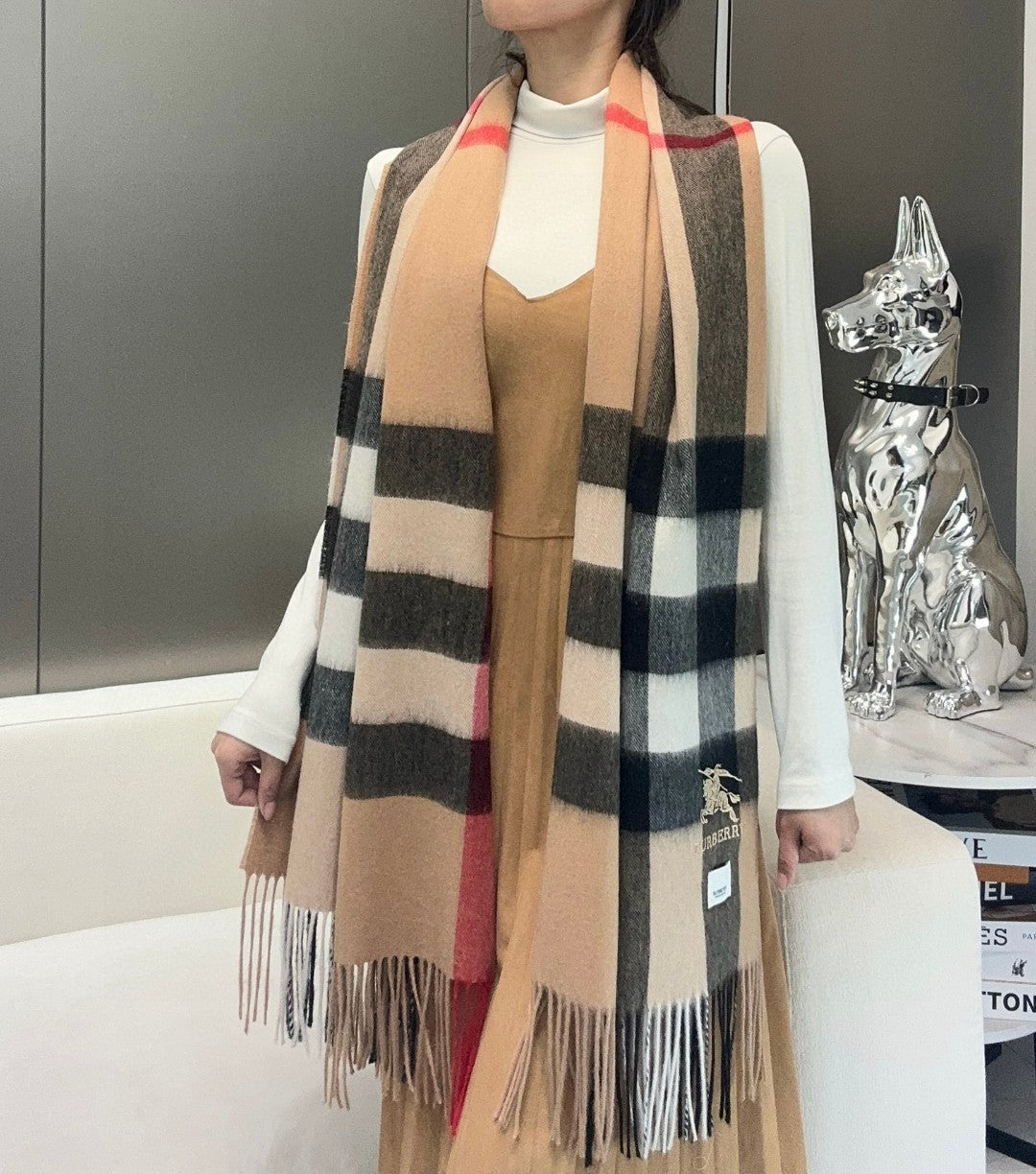 BURBERRY BBR SCARF 200 CM IN CASHMERE 674881