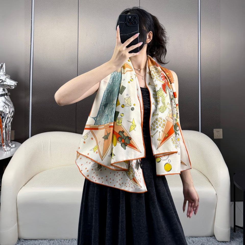 HERMES HERMES 25S SCARF 135 IN SILK AND CASERE 735831