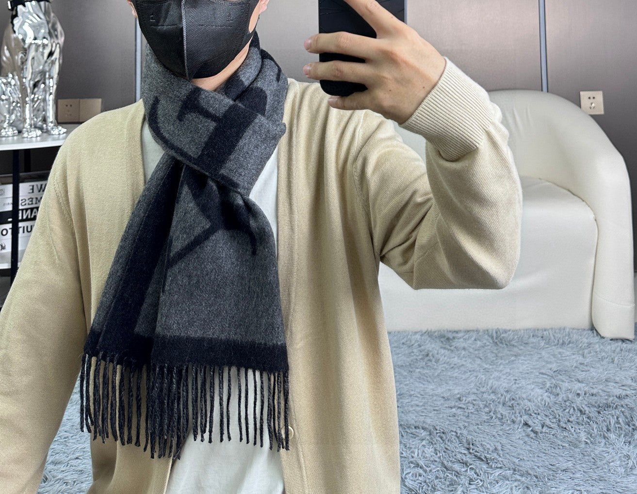 BURBERRY BBR SCARF 180 CM IN CASHMERE 735851
