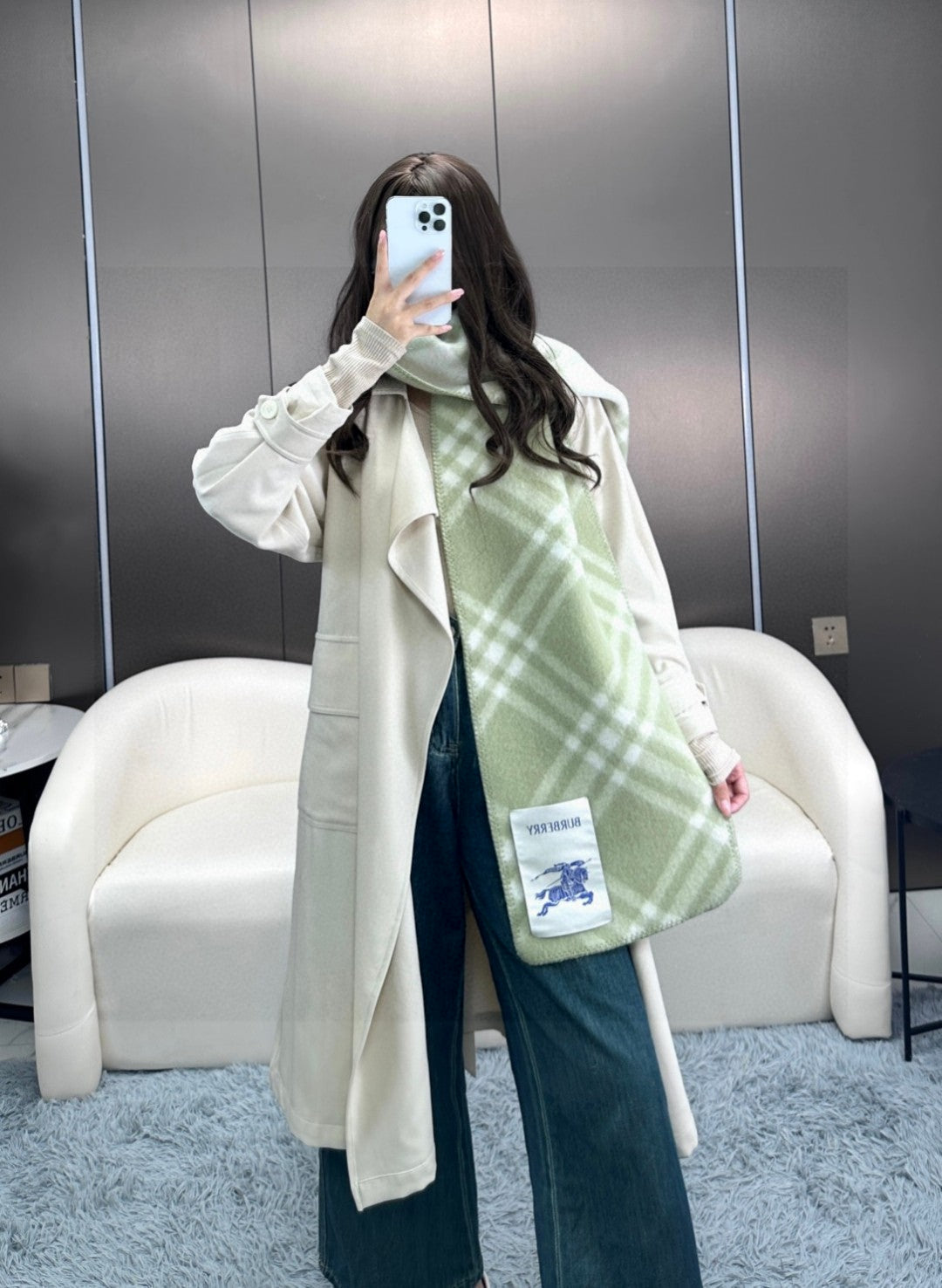 BURBERRY BBR SCARF 182 CM IN CASHMERE 715580