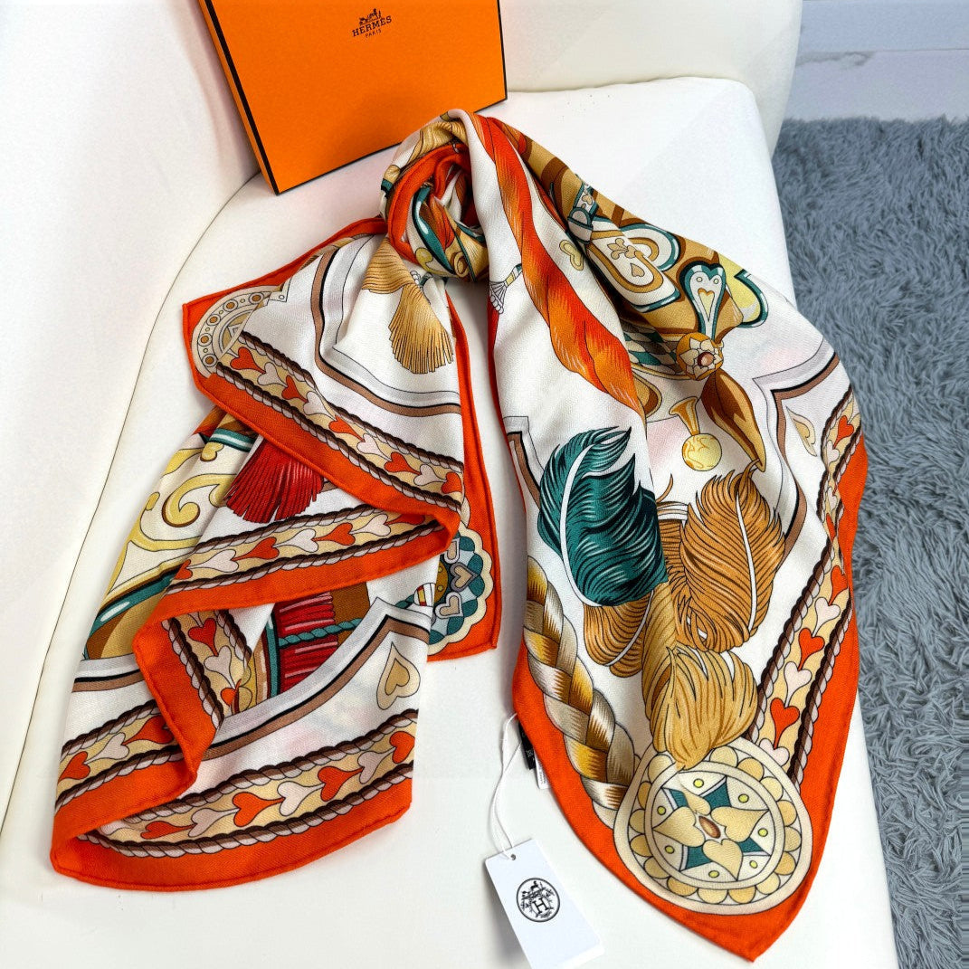 HERMES HERMES 25S SCARF 135 IN CASERE SILK 730647