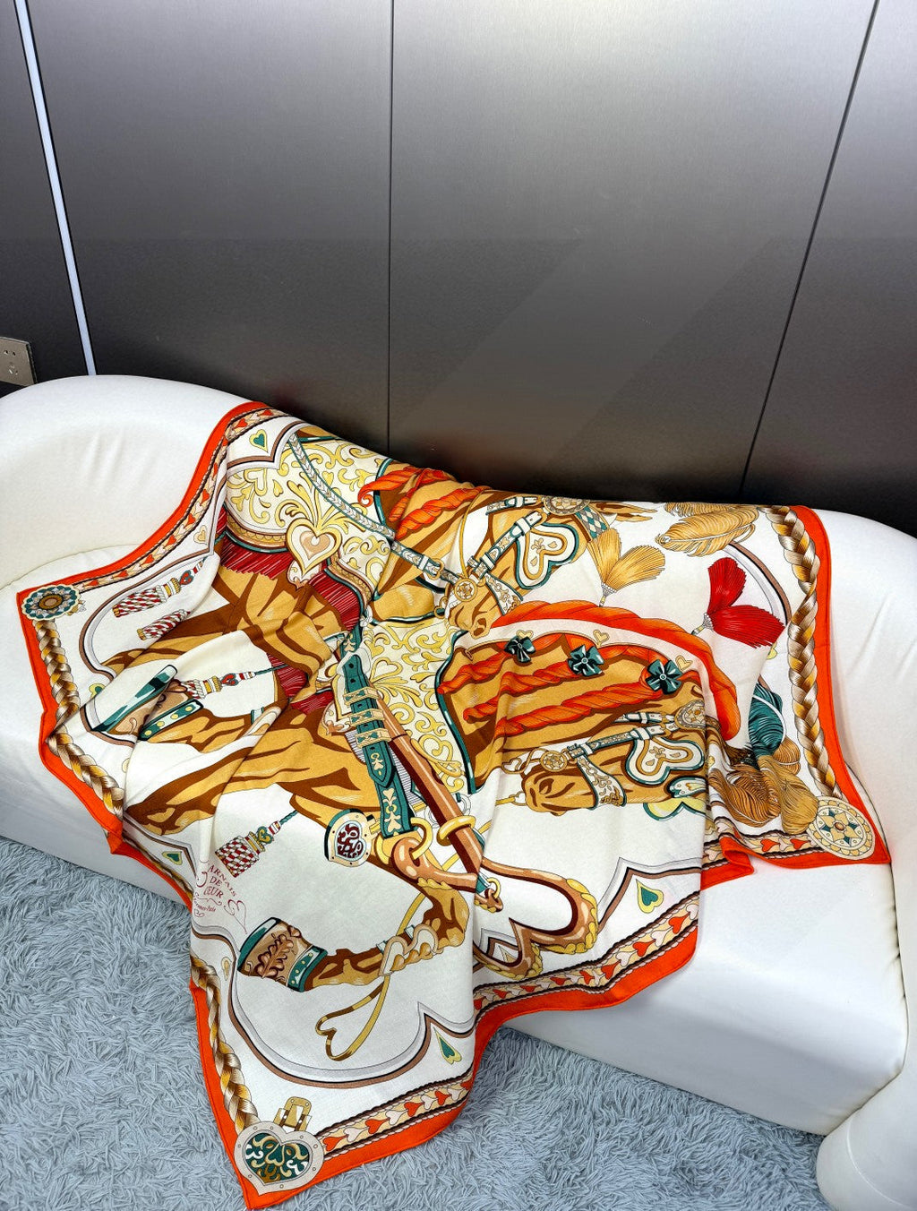 HERMES HERMES 25S SCARF 135 IN CASERE SILK 730647