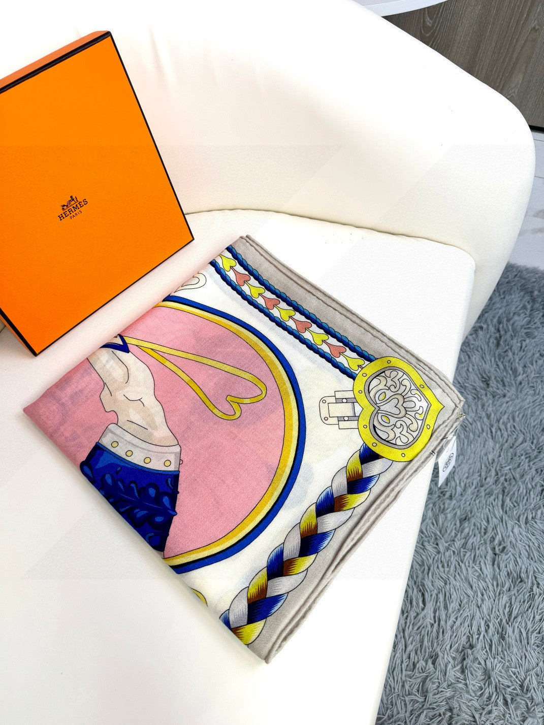 HERMES HERMES 25S SCARF 135 IN CASERE SILK 730648