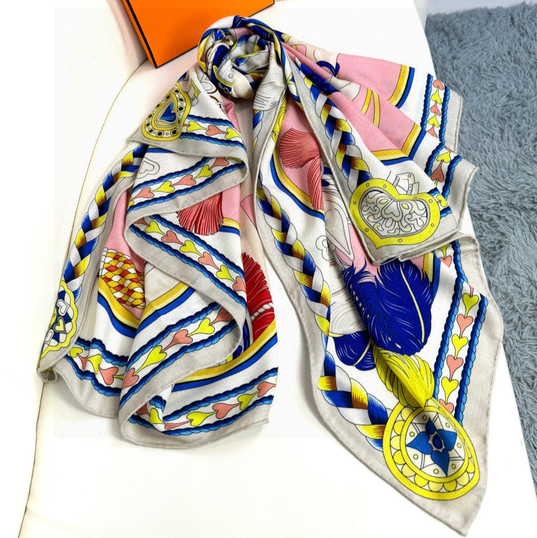 HERMES HERMES 25S SCARF 135 IN CASERE SILK 730648