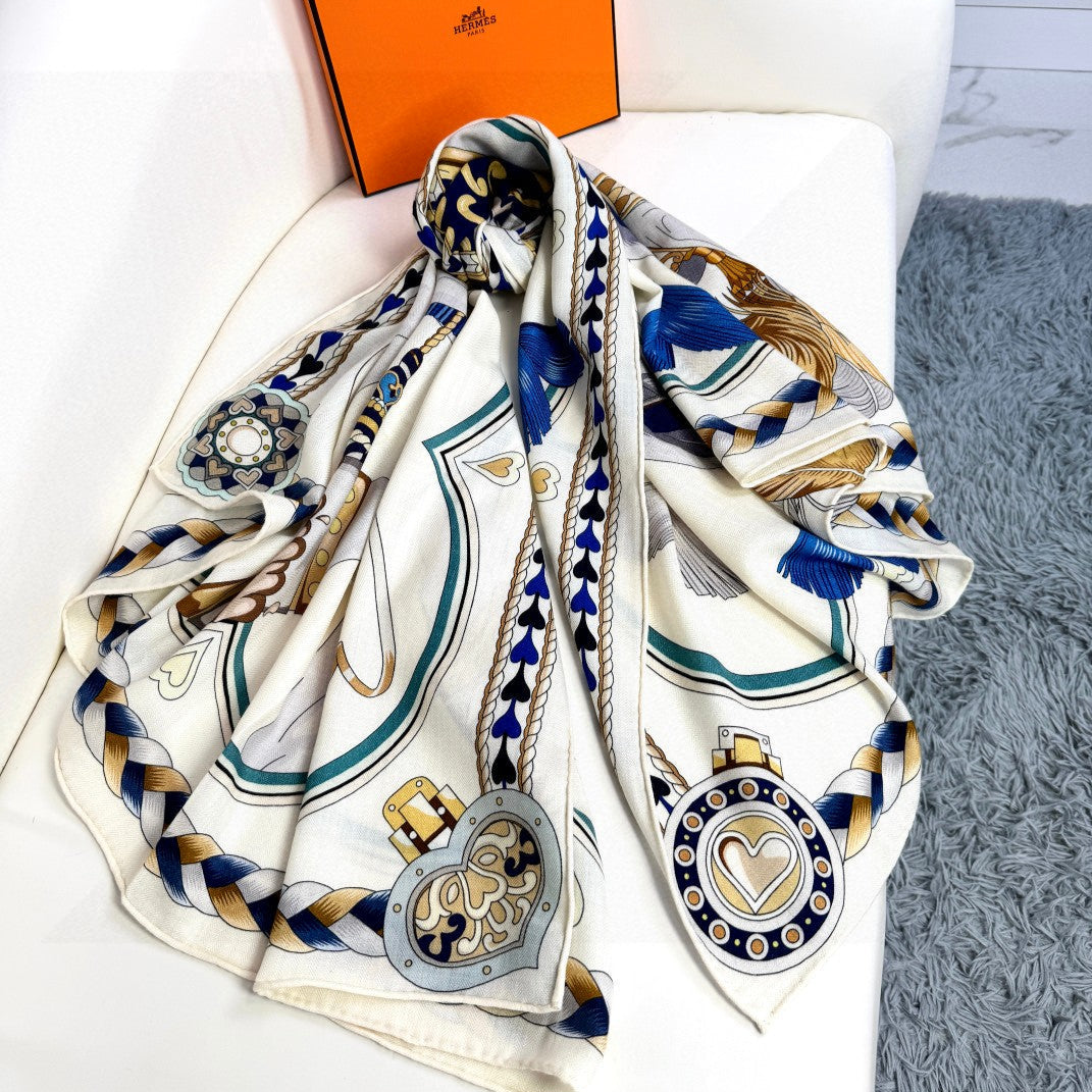 HERMES HERMES 25S SCARF 135 IN CASERE SILK 730649