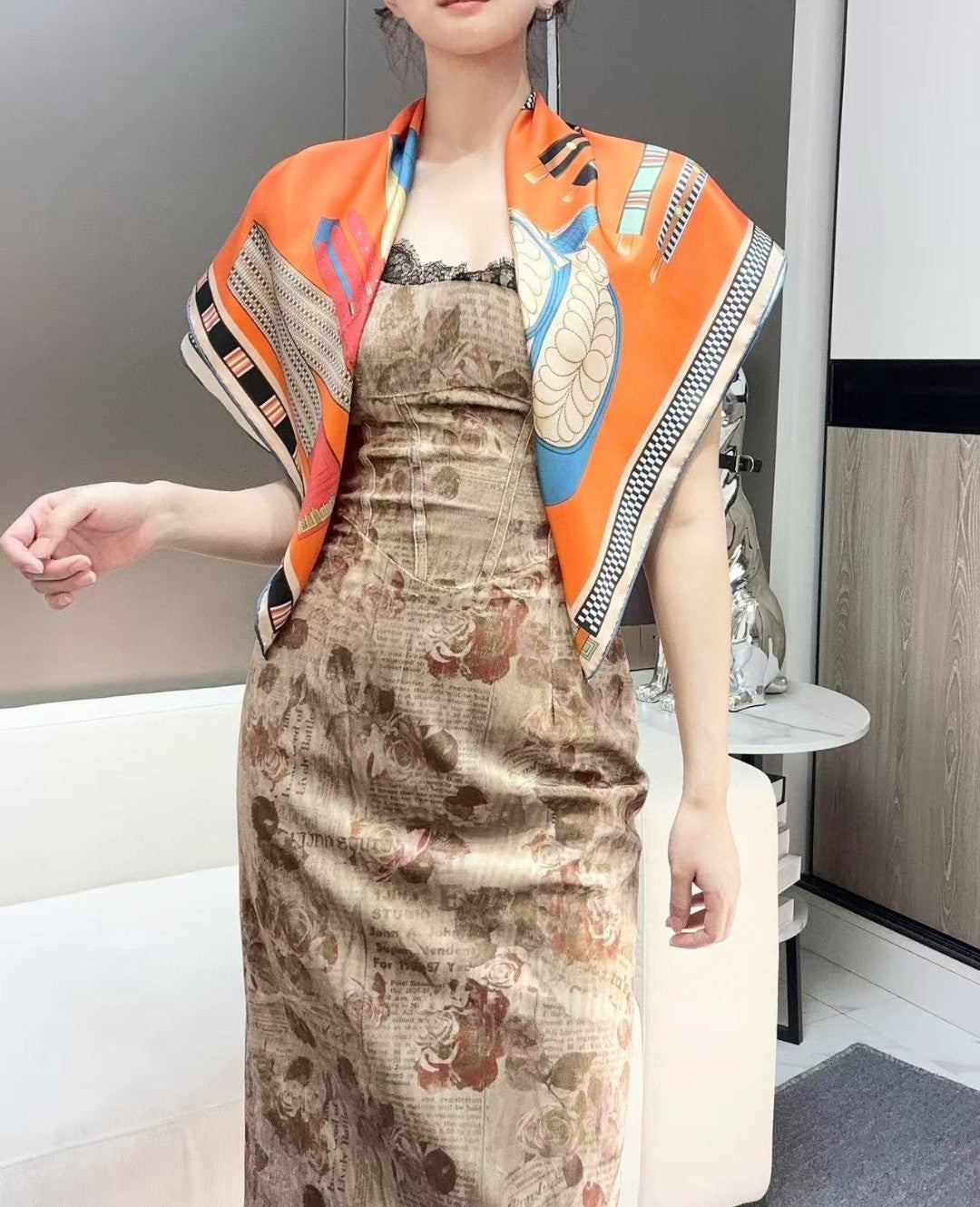 HERMES HERMES 25S SCARF 90 IN SILK 735838