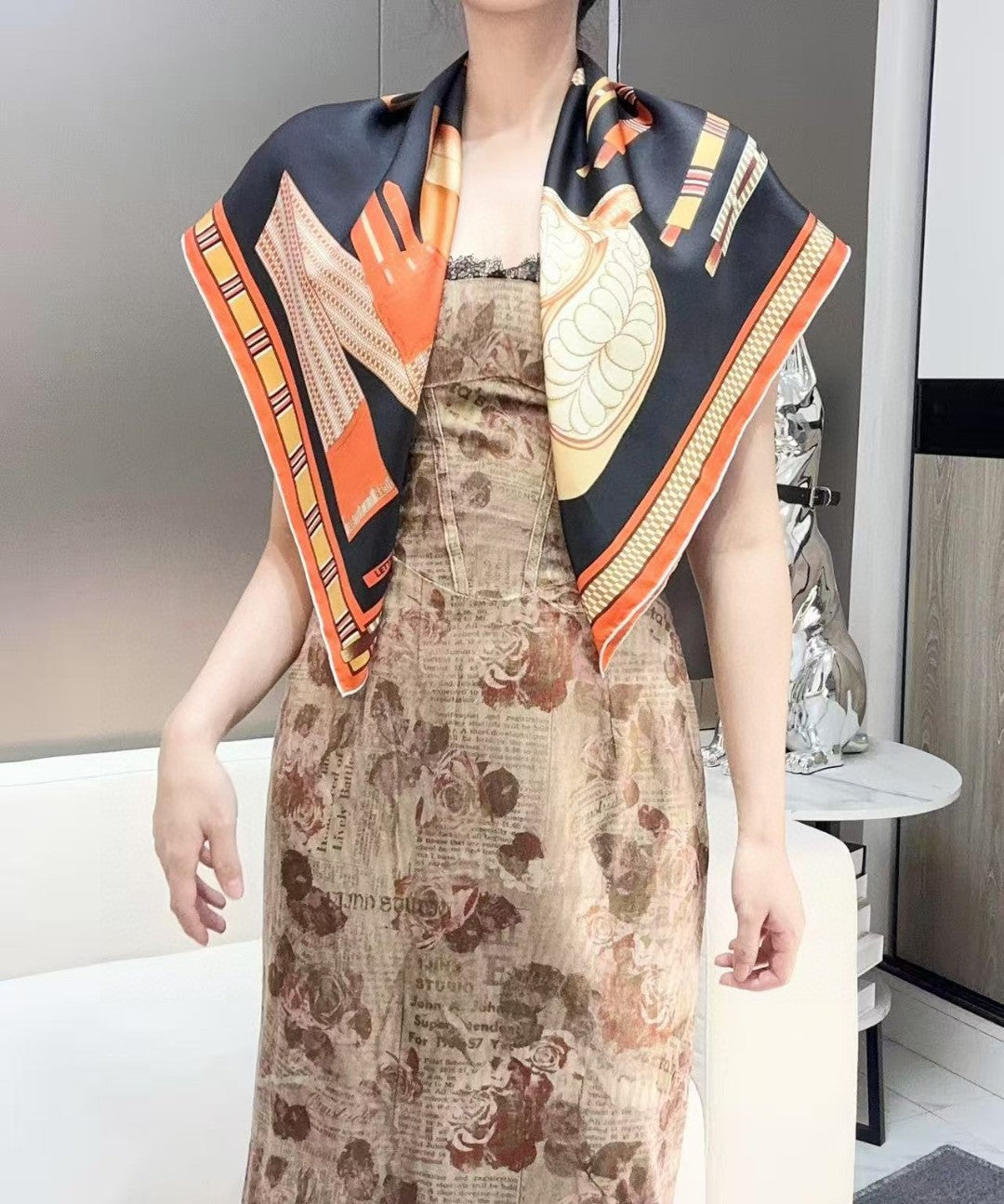 HERMES HERMES 25S SCARF 90 IN SILK 735840