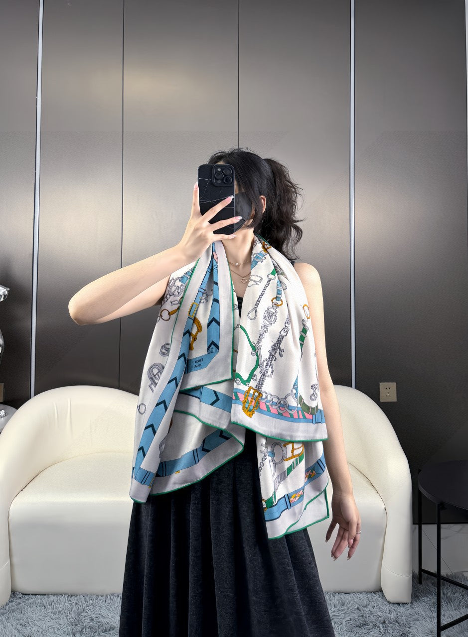 HERMES HERMES 25S SCARF 135 IN CASERE SILK 737308