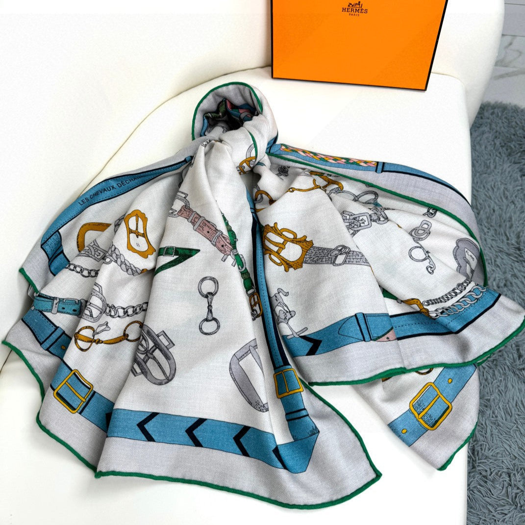 HERMES HERMES 25S SCARF 135 IN CASERE SILK 737308