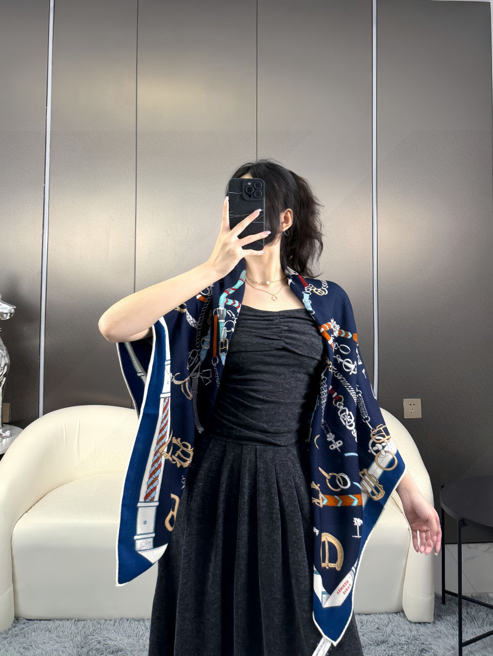 HERMES HERMES 25S SCARF 135 IN CASERE SILK 737309