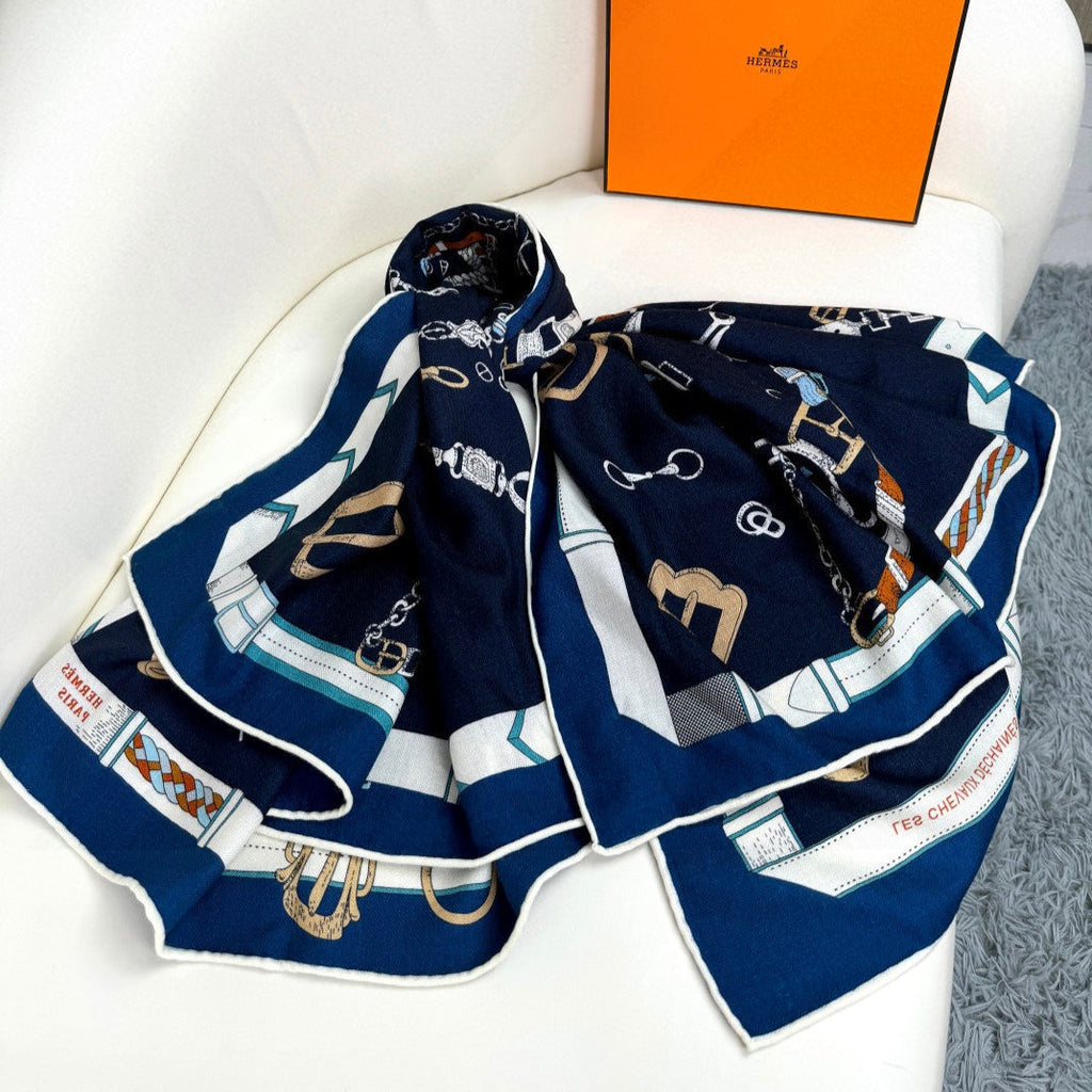 HERMES HERMES 25S SCARF 135 IN CASERE SILK 737309
