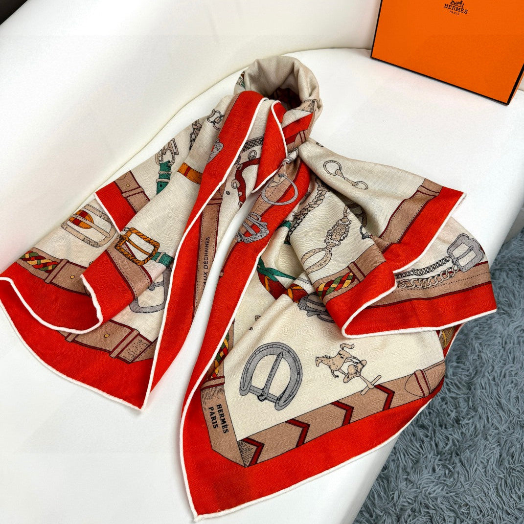 HERMES HERMES 25S SCARF 135 IN CASERE SILK 737310
