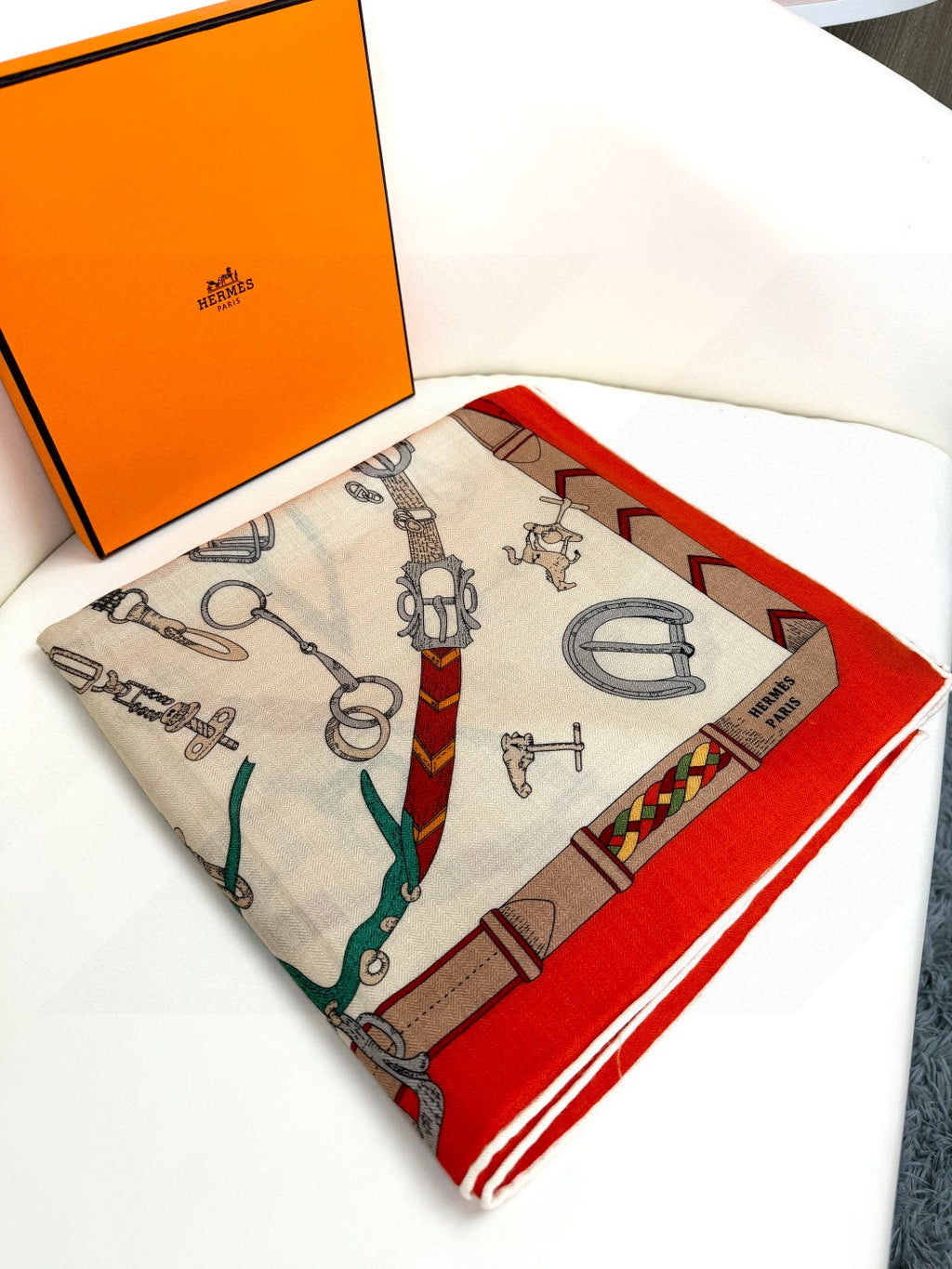 HERMES HERMES 25S SCARF 135 IN CASERE SILK 737310